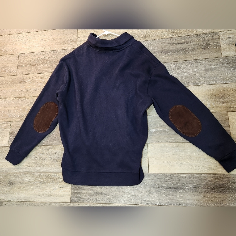 Polo Ralph Lauren Navy Pullover with Brown Elbow Patches Size Xlarge Tall - Picture 3 of 9